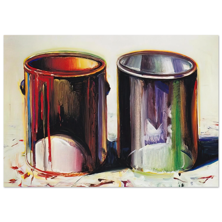 Wayne Thiebaud - Two Paint Cans - 1987 Wall Art - 60x80 cm / 24x32 inches - Premium Wooden Framed Poster With Fine Art Paper - Wood frame