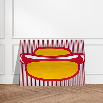 HOT DOG 1964 - Roy Lichtenstein Brushed Aluminum Print - 70x100 cm / 28x40 inches | Roy Lichtenstein Aluminum Print | Roy Lichtenstein Prints