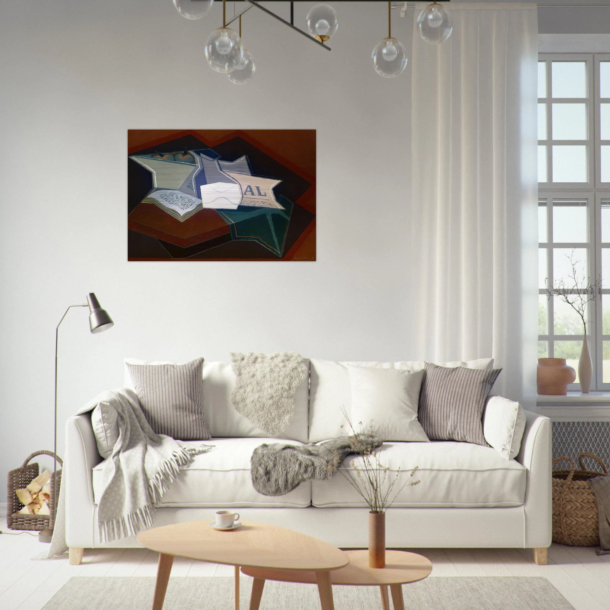 COMPOTIER CARAFE AND OPEN BOOK - Juan Gris Brushed Aluminum Print - 70x100 cm / 28x40 inches | Juan Gris Aluminum Print | Juan Gris Prints