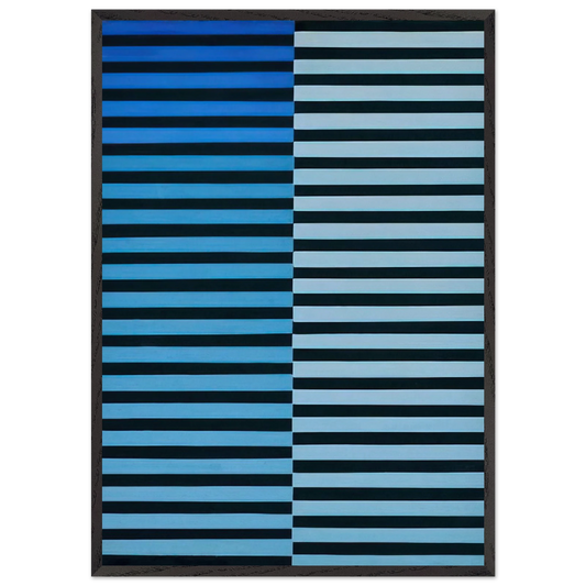 Ricerca del colore azzurro su nero - 1968 - Dadamaino 70x100 cm / 28x40 inches Framed Art Print – Black Wooden Frame