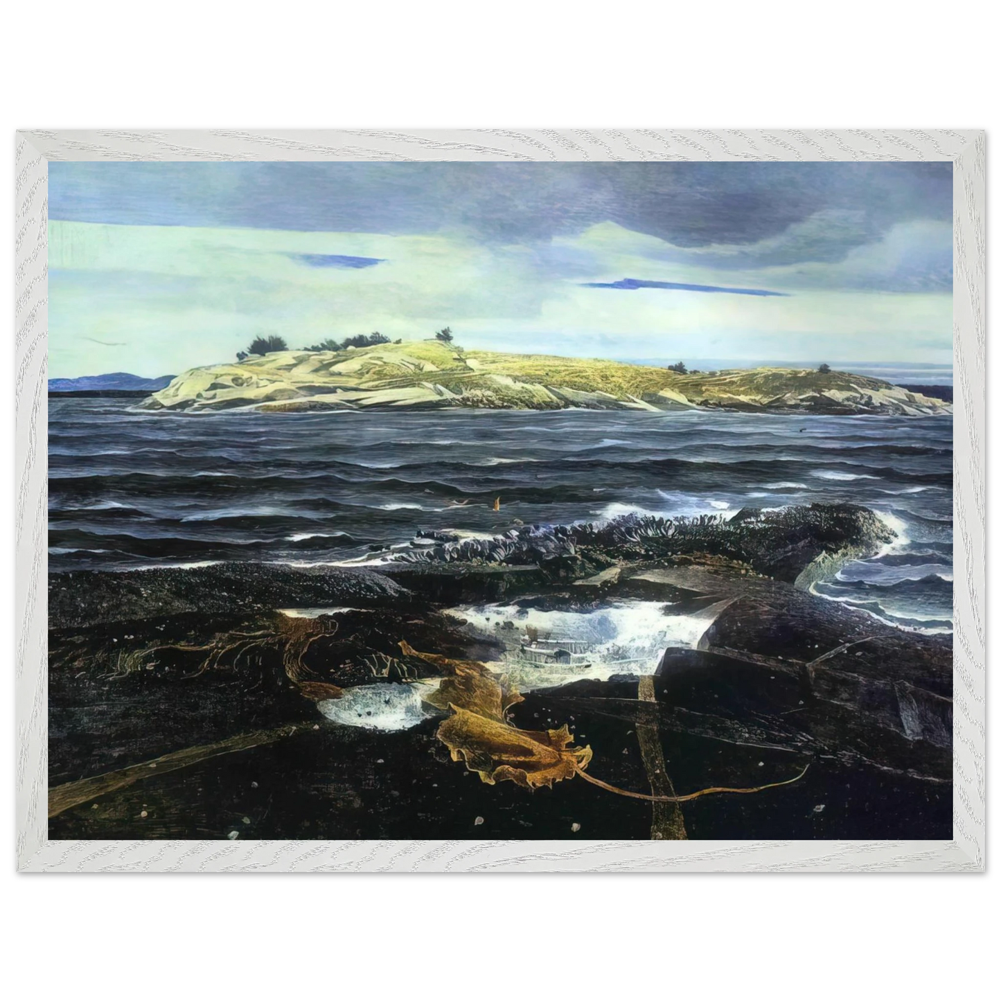 Andrew Wyeth - LITTLE CALDWELLS ISLAND Wall Art - 30x40 cm / 12x16 inches - Premium Wooden Framed Poster With Fine Art Paper-canvas - Black frame