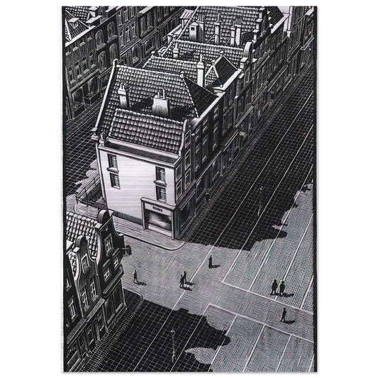 DELFT - MC Escher Brushed Aluminum Print - 70x100 cm / 28x40 inches | MC Escher Aluminum Print | MC Escher Prints | Maurits Cornelis Escher Prints