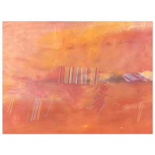 Ronnie Landfield - Orange Line Painting - 1969  75x100 cm / 30x40inches Fine Art Poster