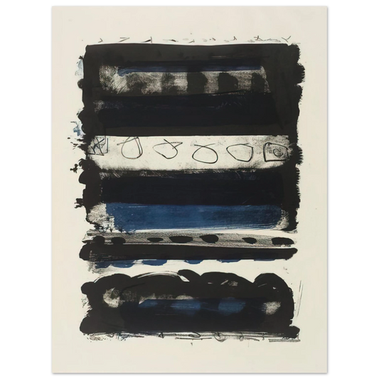 Patrick Heron - Black and Blue Stripes - 1958  75x100 cm / 30x40inches Fine Art Poster