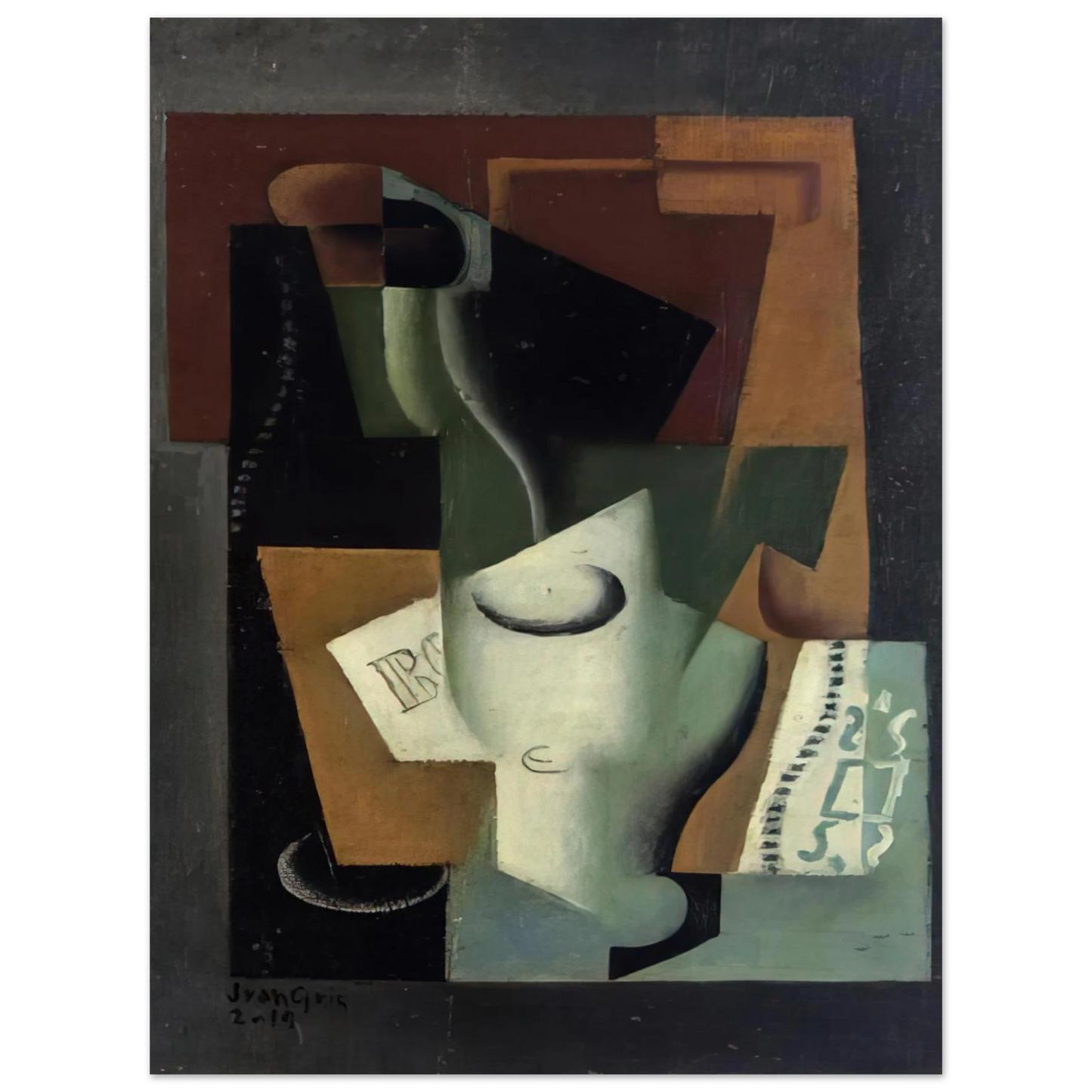 Juan Gris - GLASS AND BOTTLE  75x100 cm / 30x40inches Fine Art Poster
