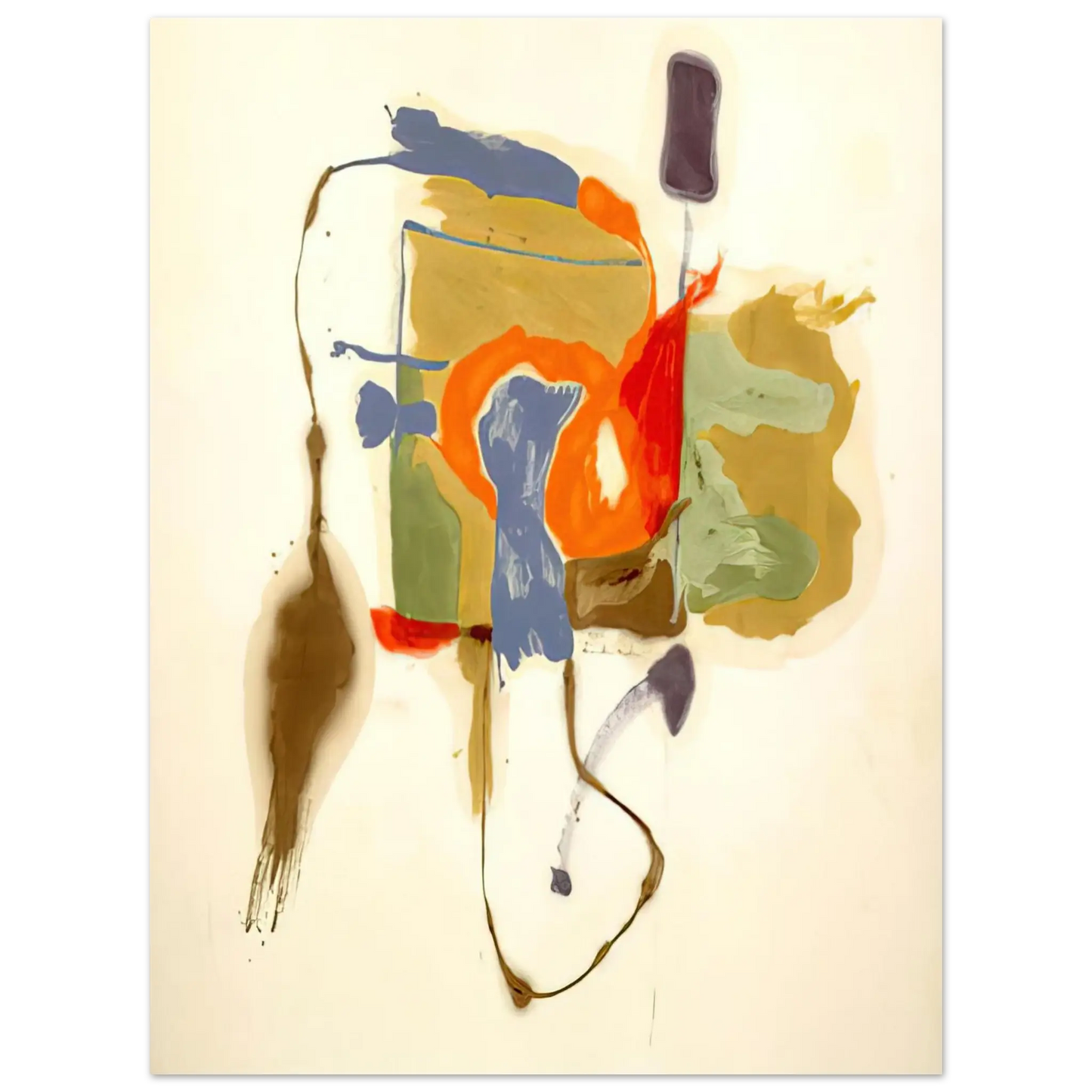 Helen Frankenthaler - Blue Form in a Scene - 1961 Wall art - 30x45 cm / 12x18 Inches - Premium Wooden Framed Poster With Fine Art Paper - Wood frame