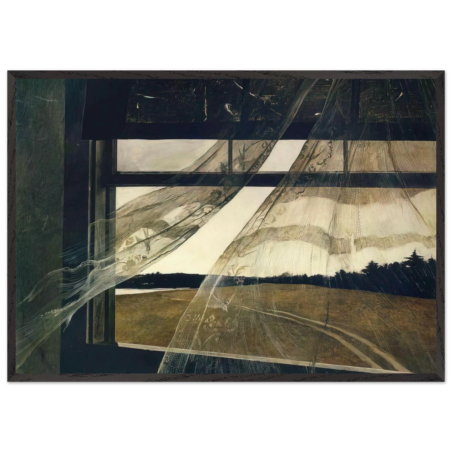 WIND FROM THE SEA 1947 - Andrew Wyeth 70x100 cm / 28x40 inches Framed Art Print – Black Wooden Frame