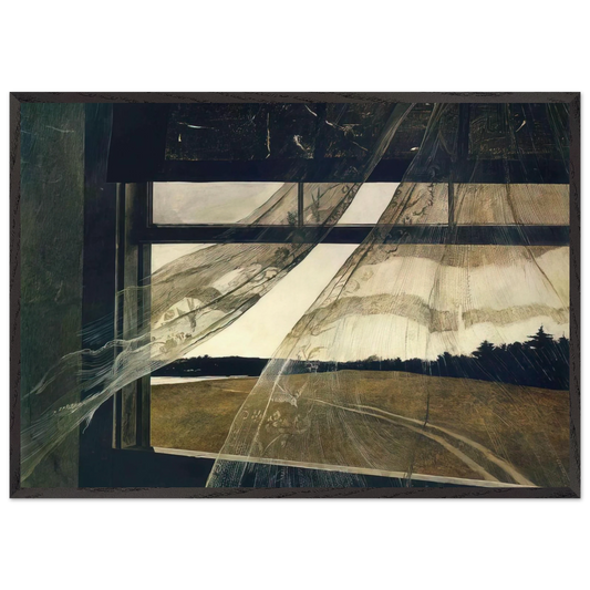 WIND FROM THE SEA 1947 - Andrew Wyeth 70x100 cm / 28x40 inches Framed Art Print – Black Wooden Frame
