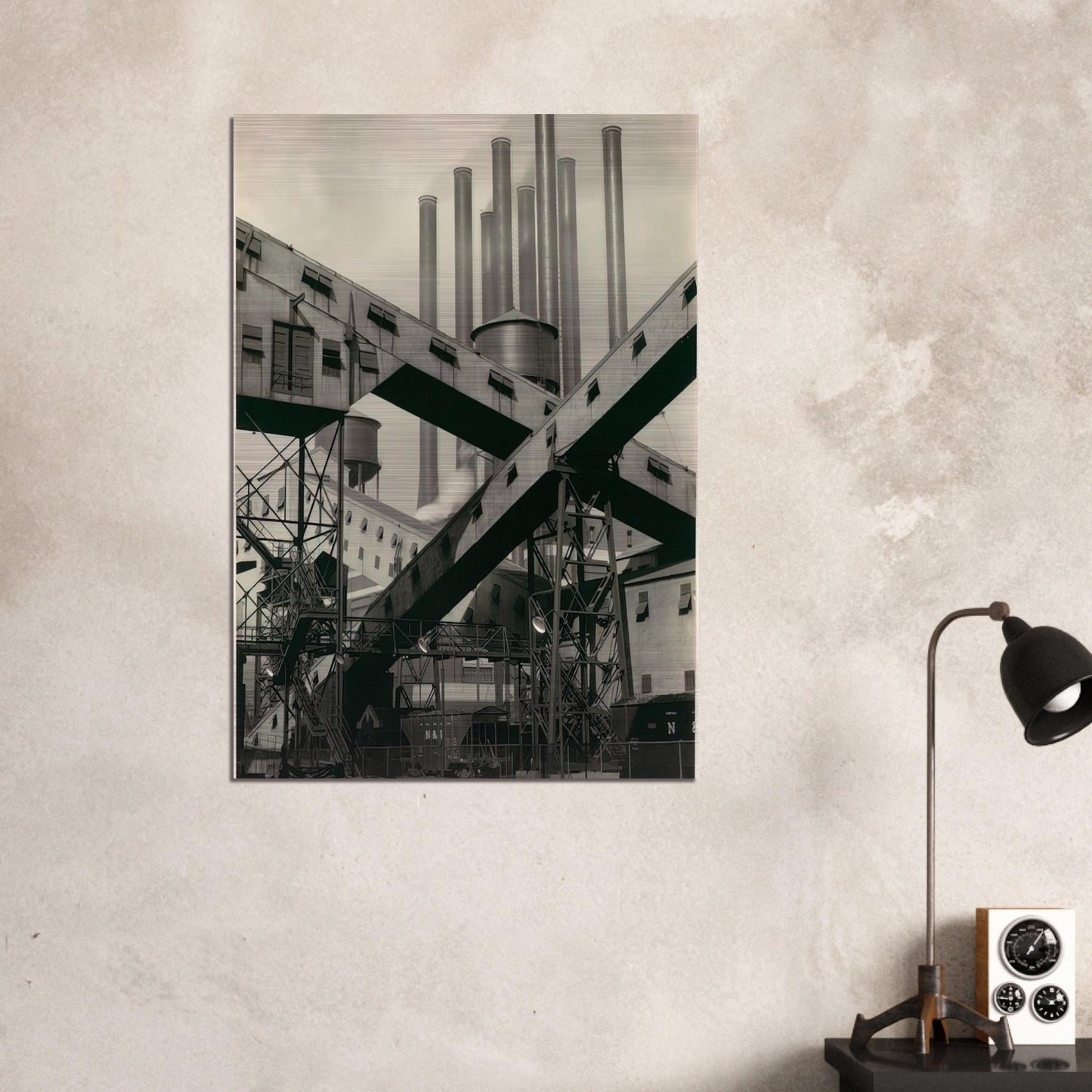 Criss-Crossed Conveyors, River Rouge Plant, Ford Motor Company - 1927 - Charles Sheeler Brushed Aluminum Print - 70x100 cm / 28x40 inches | Charles Sheeler Aluminum Print | Charles Sheeler Prints