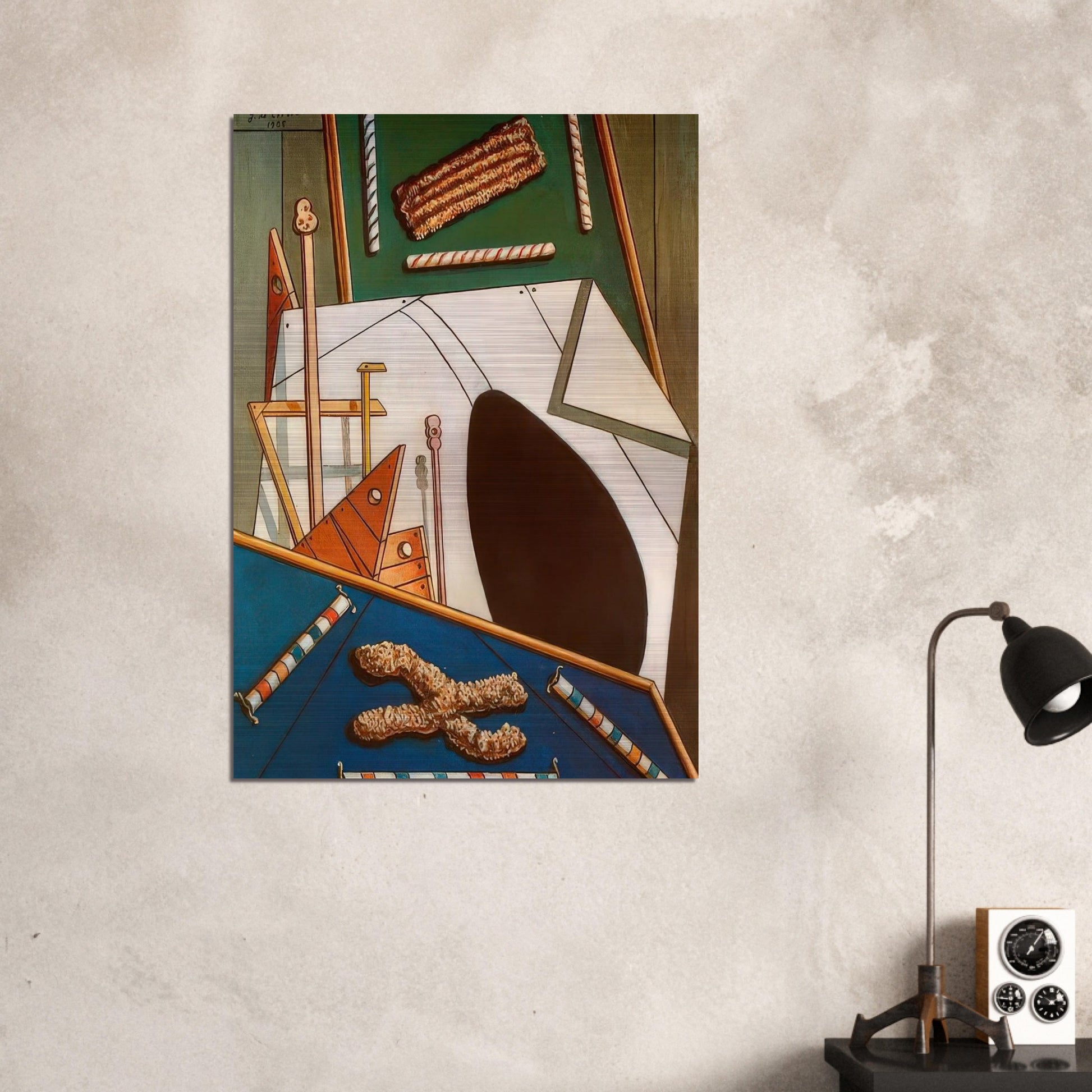 METAPHYSICAL INTERIOR WITH BISCUITS - Giorgio de Chirico Brushed Aluminum Print - 70x100 cm / 28x40 inches | Giorgio de Chirico Aluminum Print | Giorgio de Chirico Prints