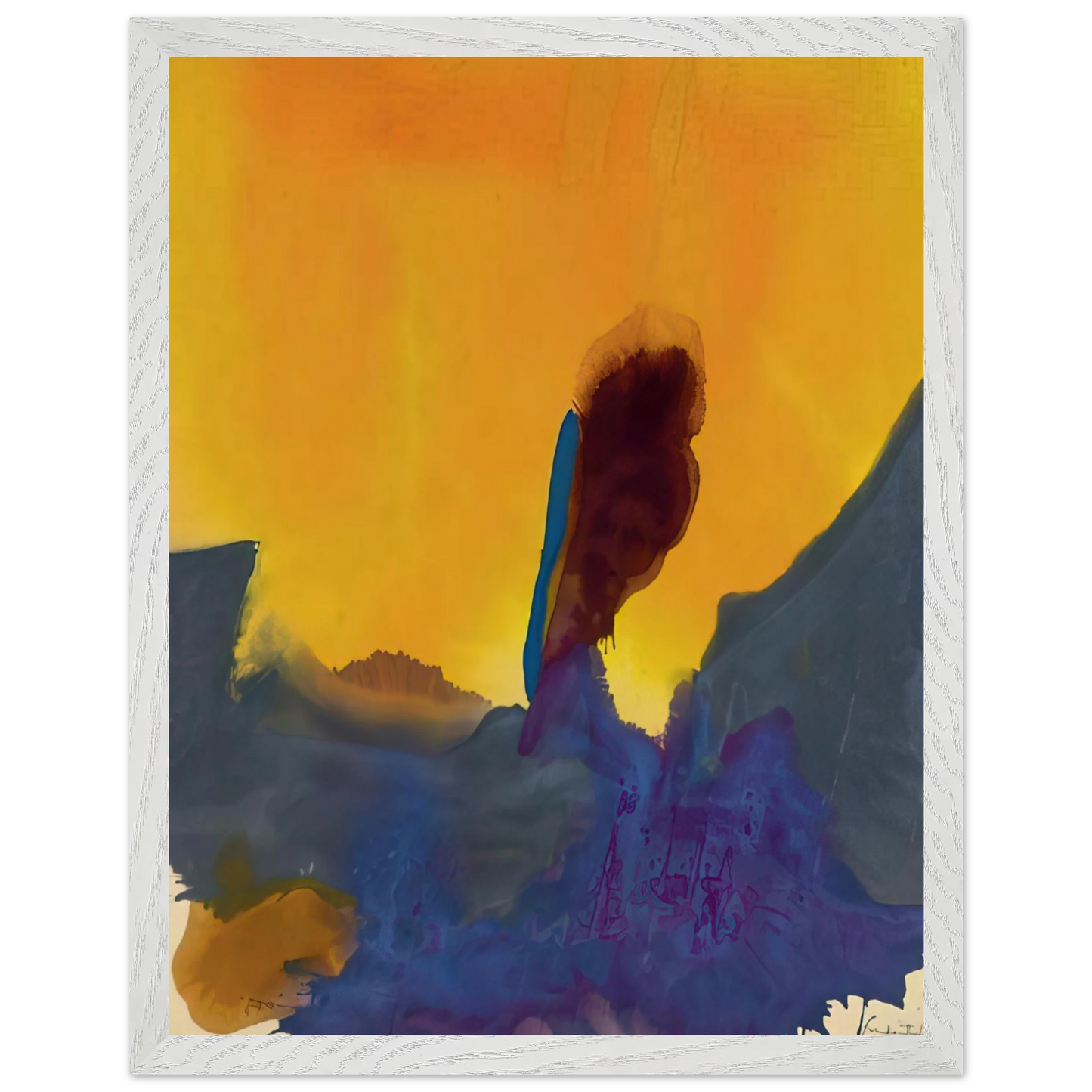 Helen Frankenthaler - Glow II - 1968 Wall art - 13x18 cm / 5x7 inches - Premium Wooden Framed Poster With Fine Art Paper-canvas - White frame