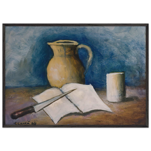 NATURA MORTA - Carlo Carra 70x100 cm / 28x40 inches Framed Art Print – Black Wooden Frame