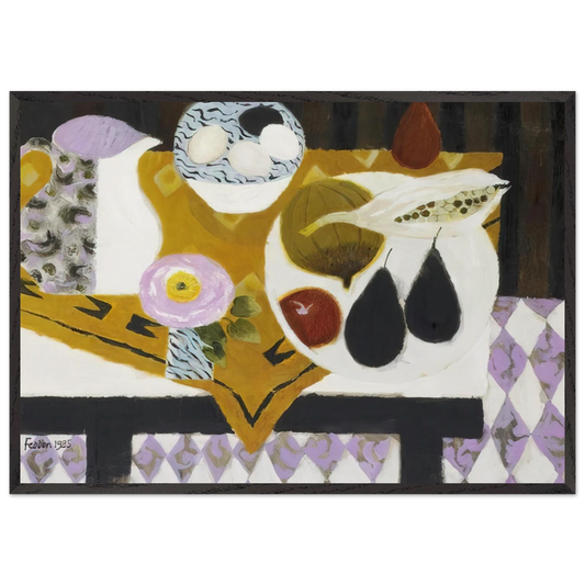 Bowl of Eggs - 1985 - Mary Fedden 70x100 cm / 28x40 inches Framed Art Print – Black Wooden Frame