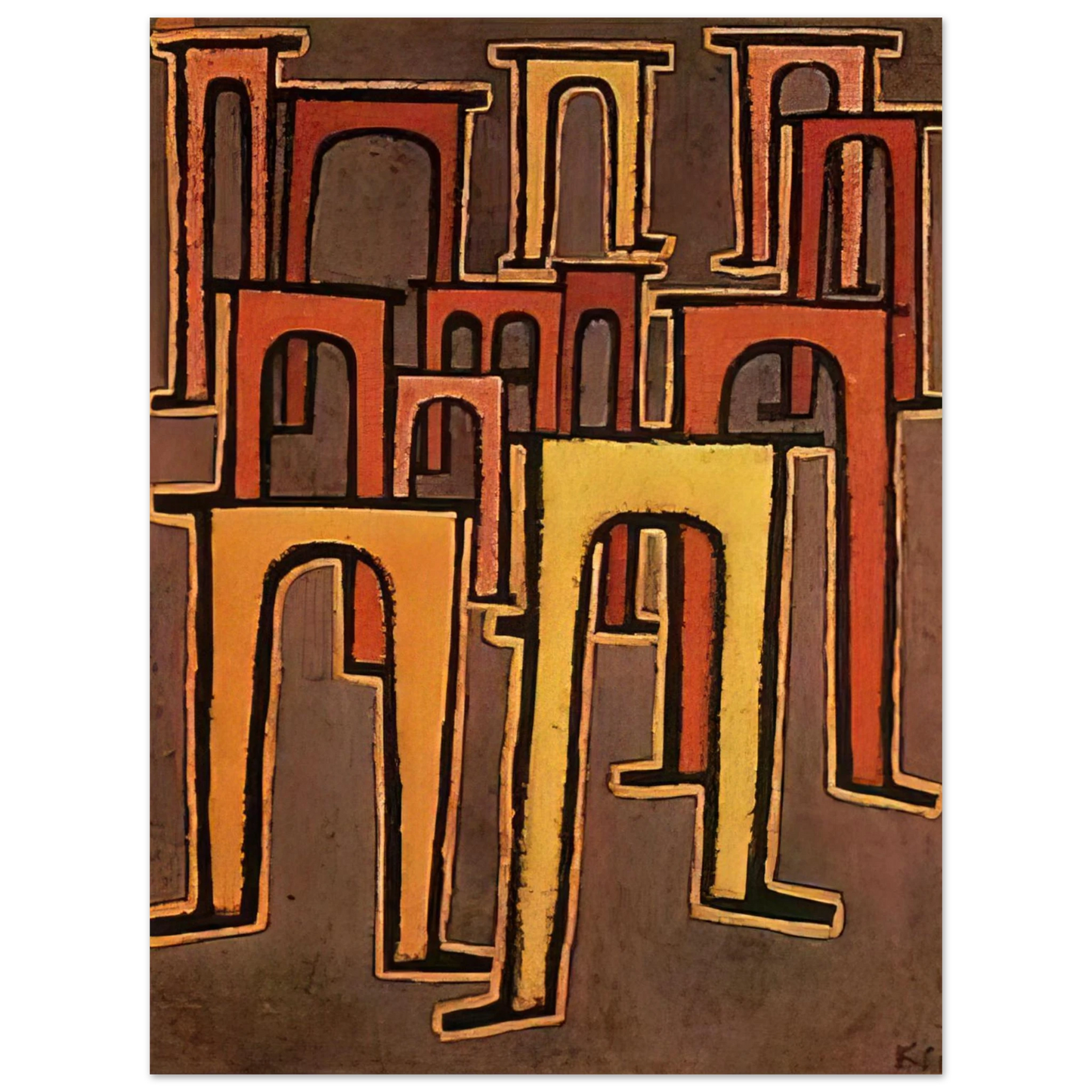 Paul Klee - REVOLUTION OF THE VIADUCT 1937  75x100 cm / 30x40inches Fine Art Poster