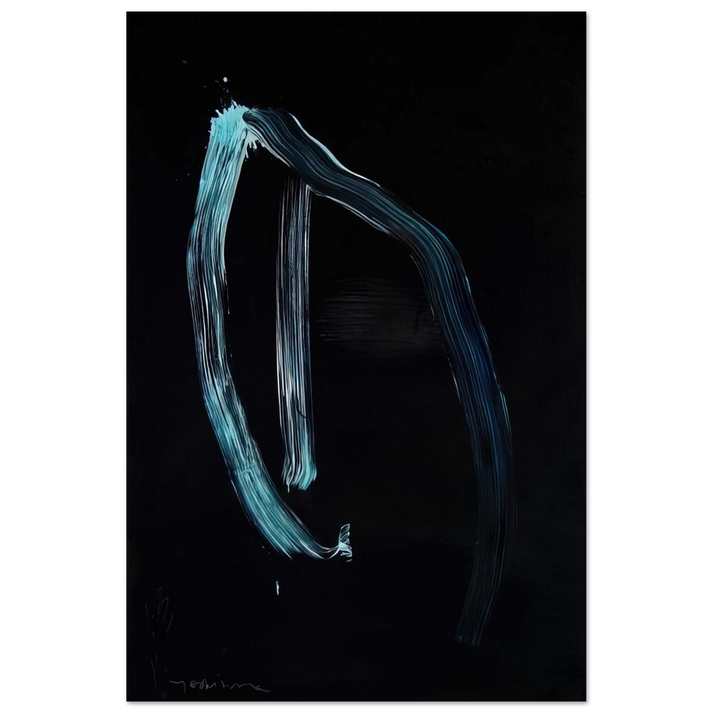 Blue Calligraphic Lines on Dark Blue - 1963 - Jiro Yoshihara Art Prints - 100x150 cm / 40x60″ inches | Jiro Yoshihara Poster | Jiro Yoshihara Prints