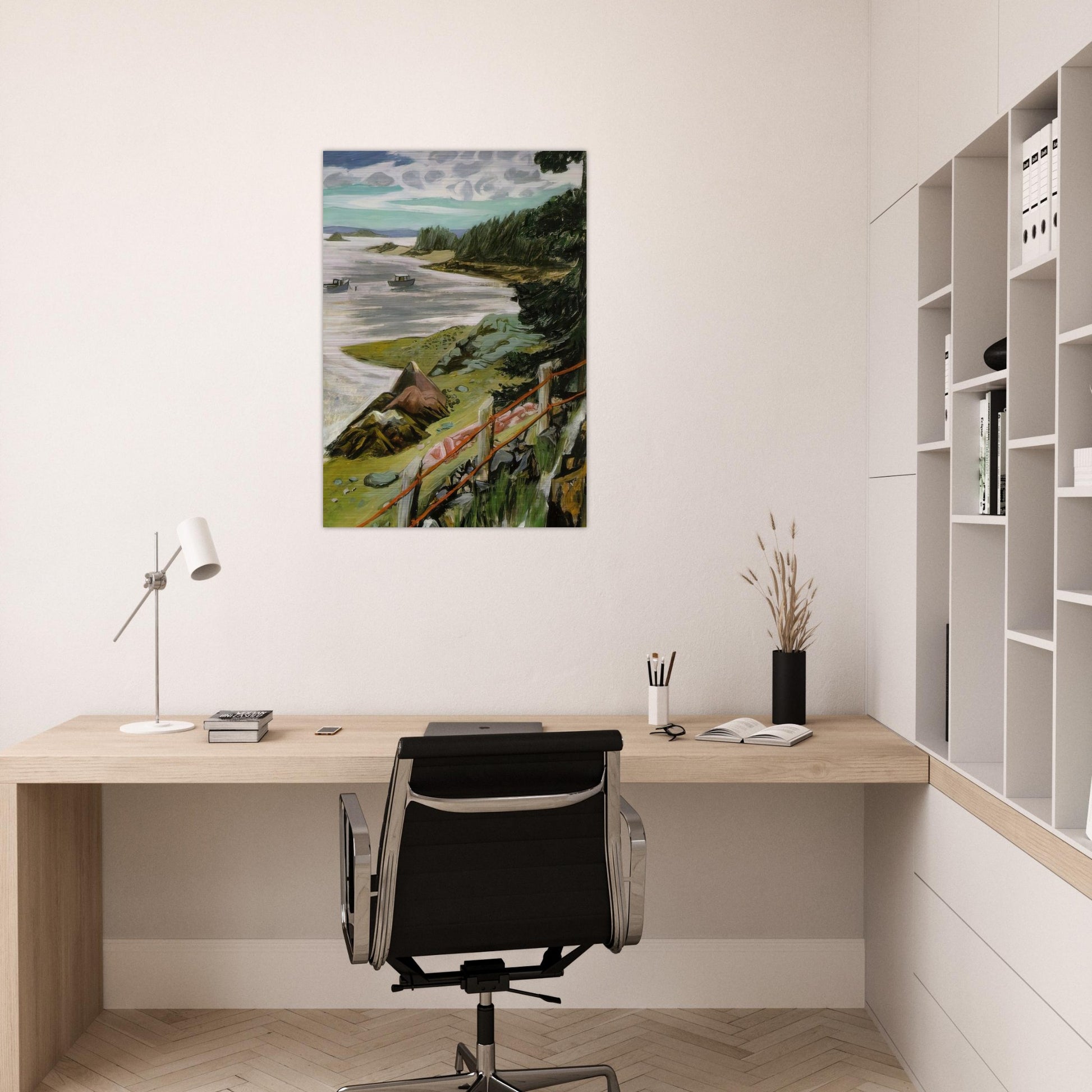 RED CABLES 1940 - Fairfield Porter Brushed Aluminum Print - 70x100 cm / 28x40 inches | Fairfield Porter Aluminum Print | Fairfield Porter Prints
