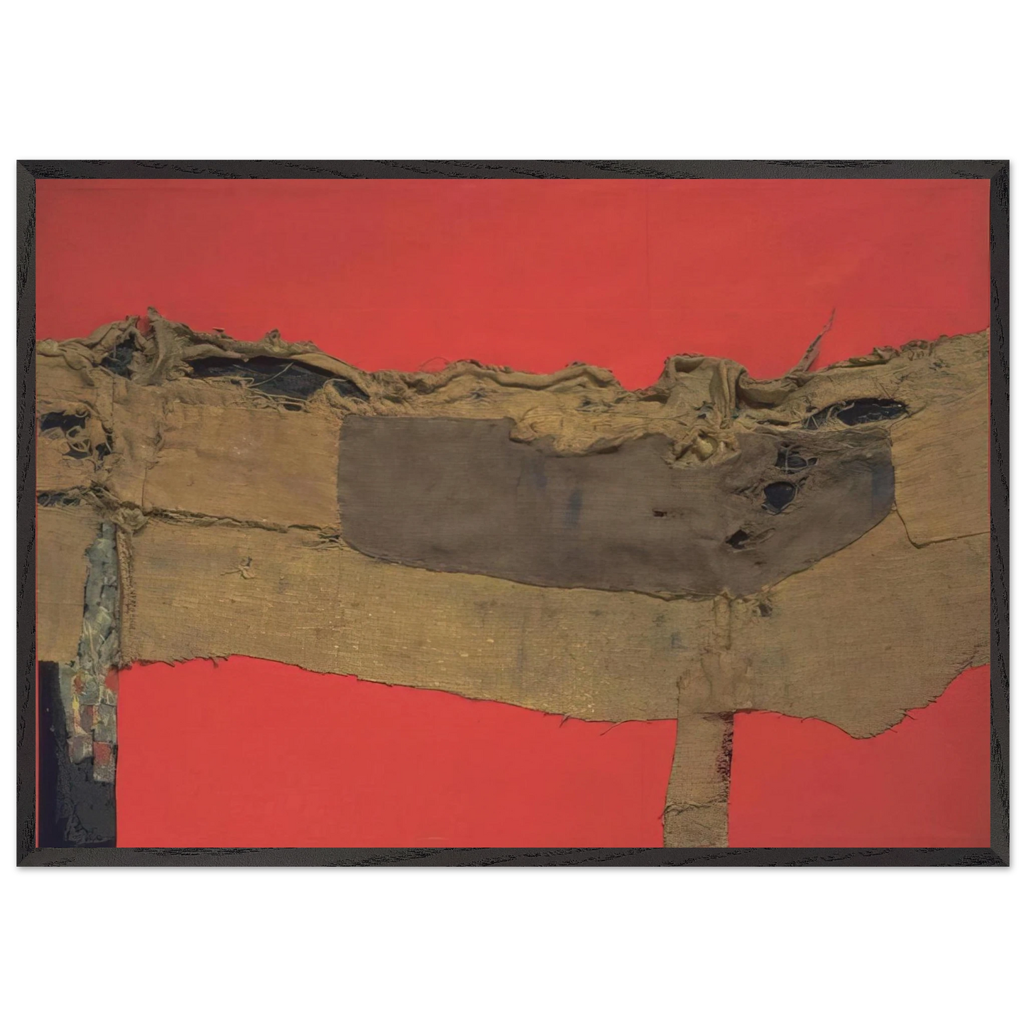 Sacking and Red - 1954 - Alberto Burri 70x100 cm / 28x40 inches Framed Art Print – Black Wooden Frame