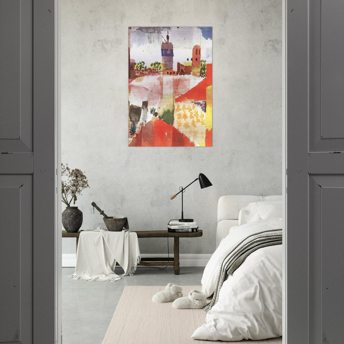HAMMAMET WITH MOSQUE 1914 - Paul Klee Brushed Aluminum Print - 70x100 cm / 28x40 inches | Paul Klee Aluminum Print | Paul Klee Prints