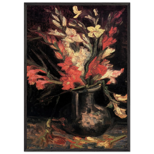 Vase with Red Gladioli - Vincent van Gogh 70x100 cm / 28x40 inches Framed Art Print – Black Wooden Frame