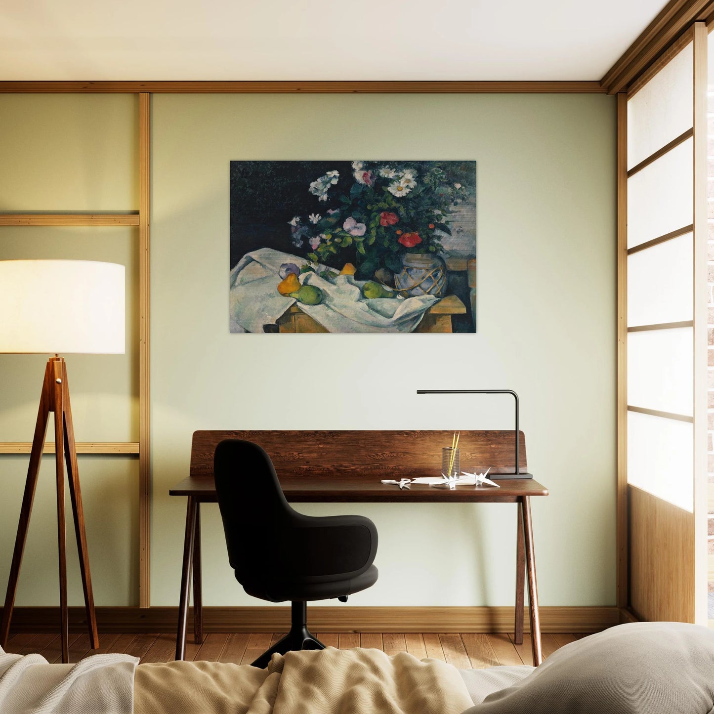Still Life with Flowers and Fruit - Paul Cézanne Brushed Aluminum Print - 70x100 cm / 28x40 inches | Paul Cézanne Aluminum Print | Paul Cézanne Prints