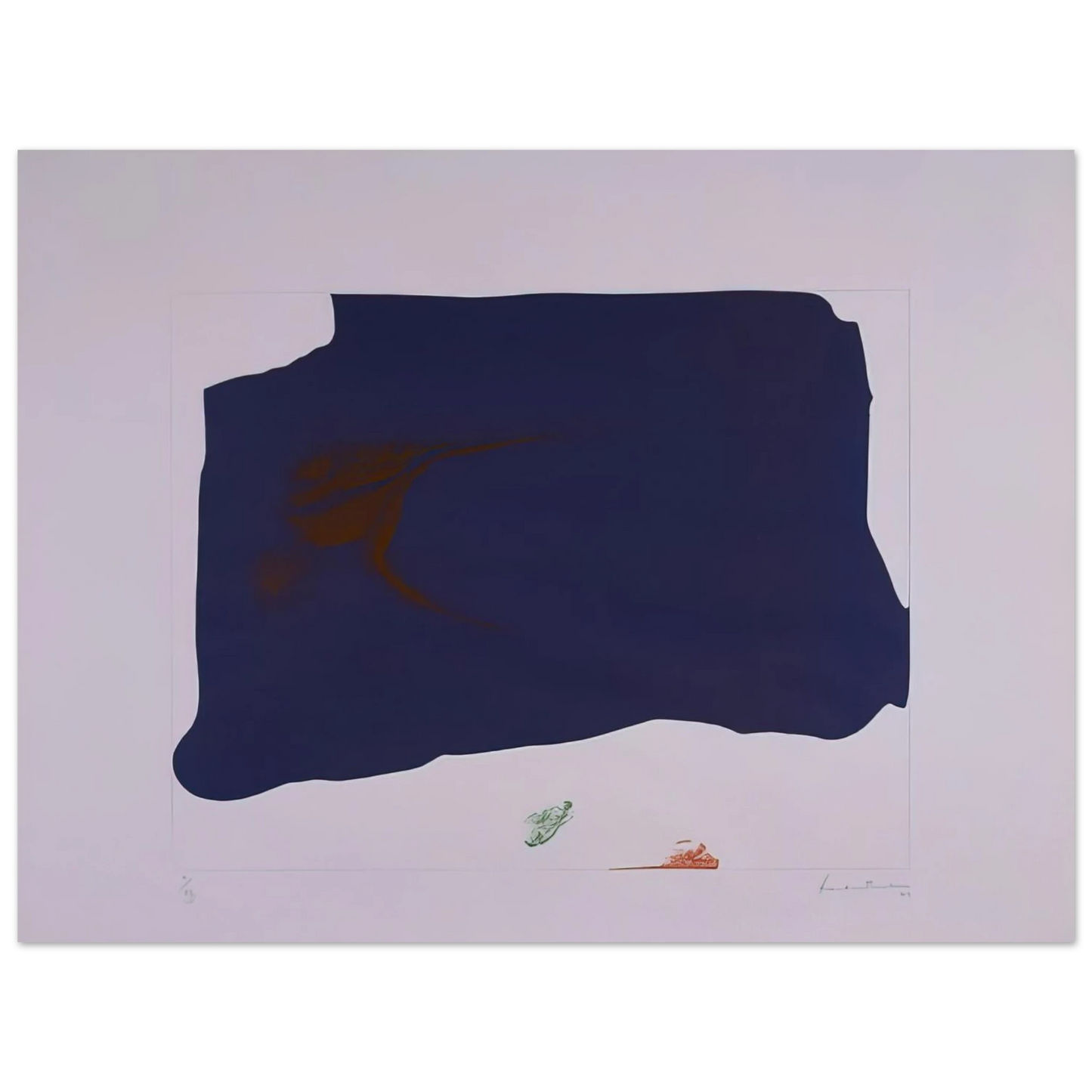 Helen Frankenthaler - Variation II on Mauve Corner - 1969 Wall art - A1 (59.4 x 84.1  cm) - Premium Wooden Framed Poster With Fine Art Paper-canvas - Wood frame