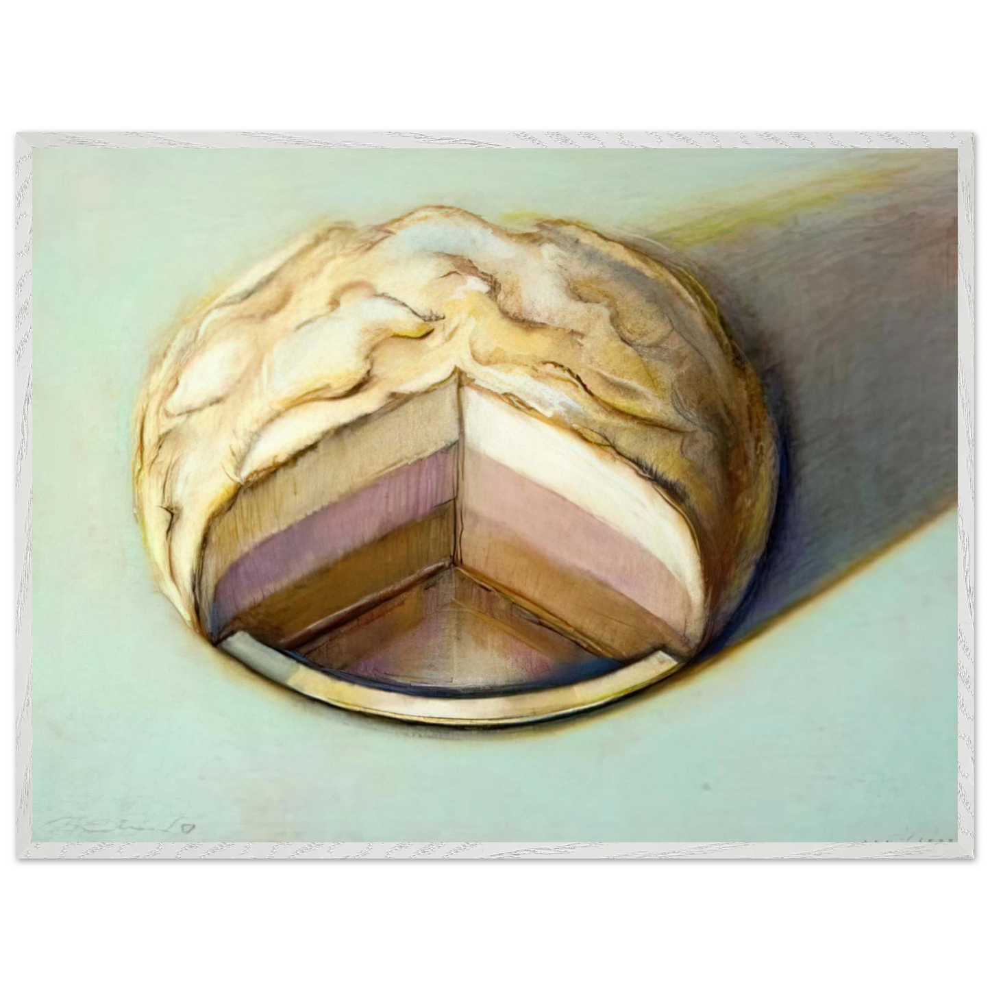 Wayne Thiebaud - Neapolitan Meringue - 1999 Wall Art - 60x80 cm / 24x32 inches - Premium Wooden Framed Poster With Fine Art Paper - White frame