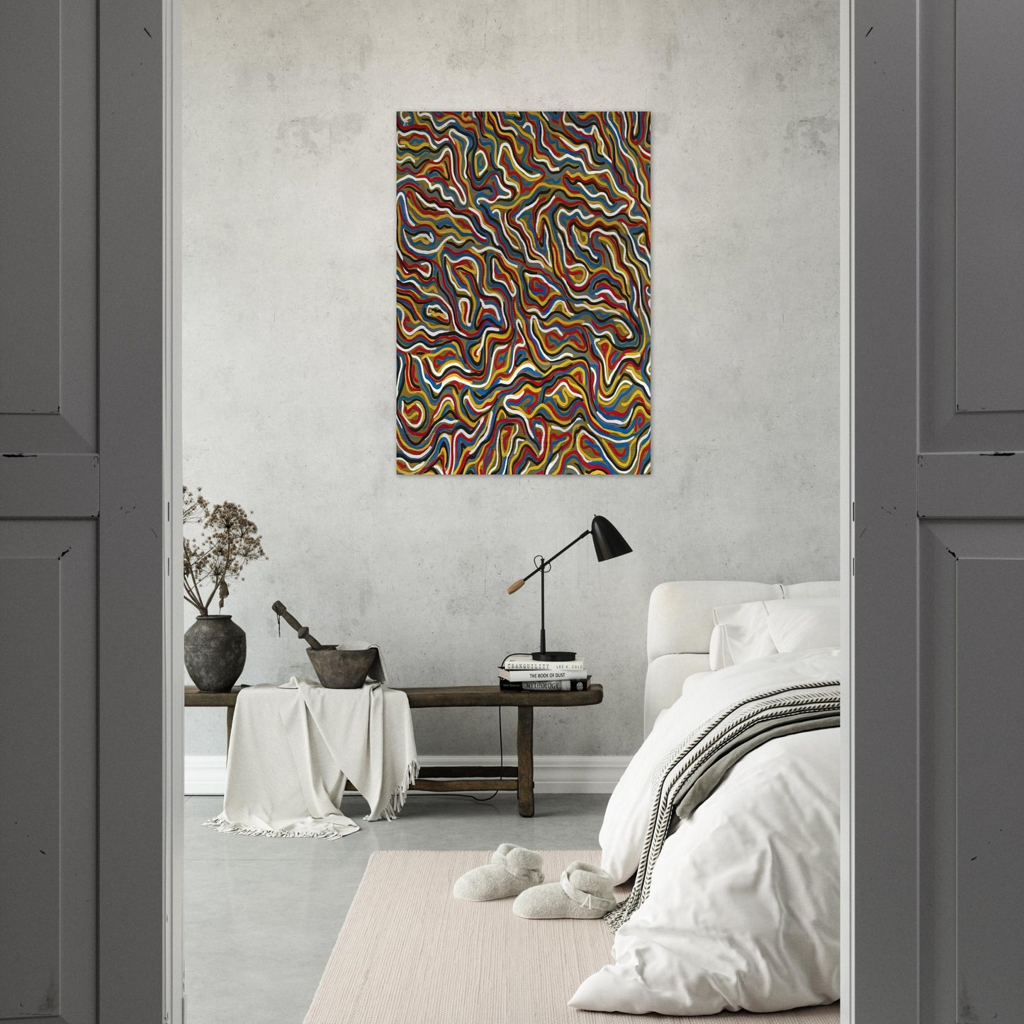 Squiggly Brushstrokes Olive - Sol LeWitt Brushed Aluminum Print - 70x100 cm / 28x40 inches | Sol LeWitt Aluminum Print | Sol LeWitt Prints