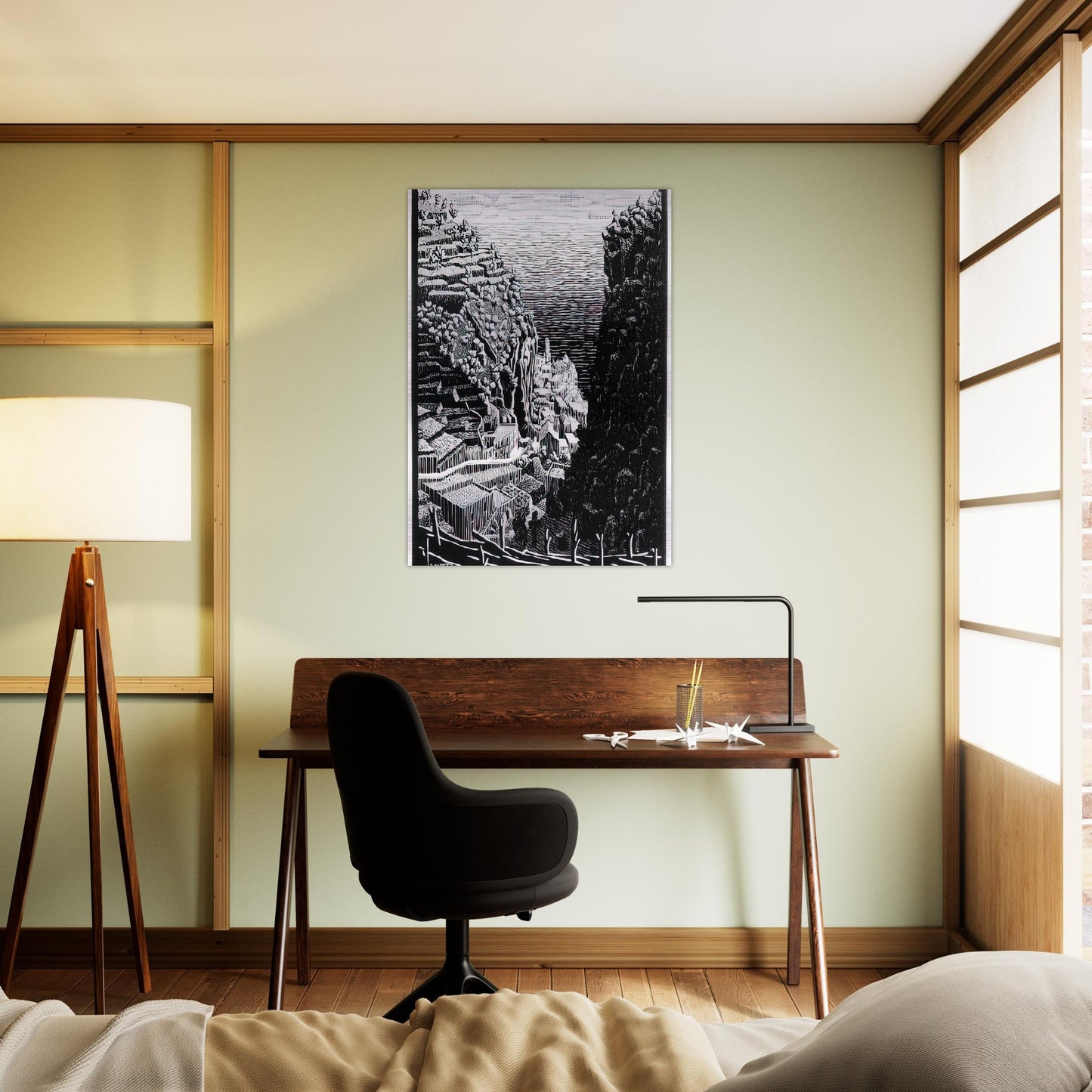ATRANI COAST OF AMALFI 1 - MC Escher Brushed Aluminum Print - 70x100 cm / 28x40 inches | MC Escher Aluminum Print | MC Escher Prints