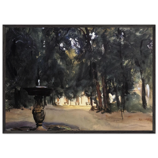 Villa Torlonia Fountain - John Singer Sargent 70x100 cm / 28x40 inches Framed Art Print – Black Wooden Frame