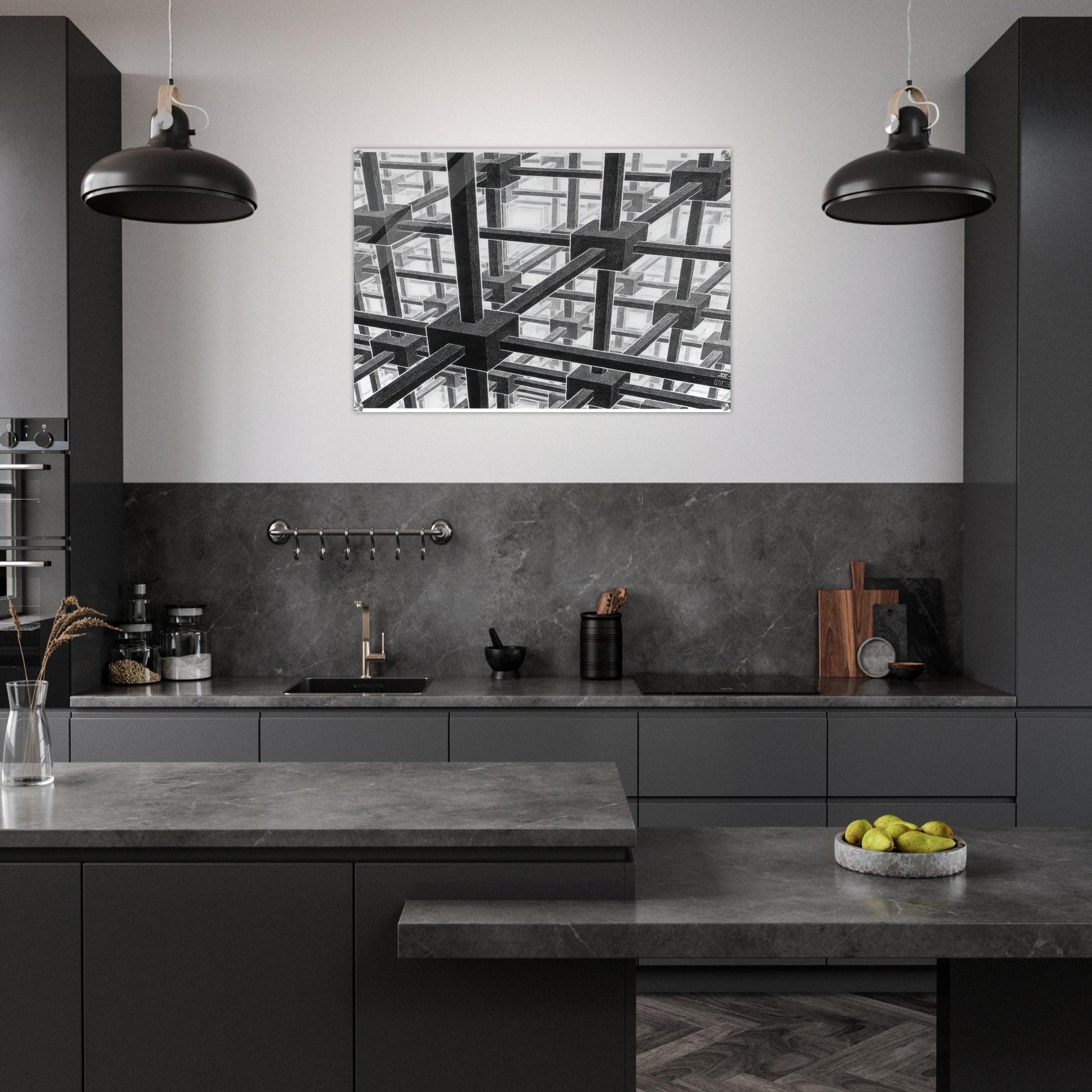 CUBIC SPACE DIVISION - MC Escher Acrylic Print - 70x100 cm / 28x40″ inches | MC Escher Wall Art | MC Escher Prints