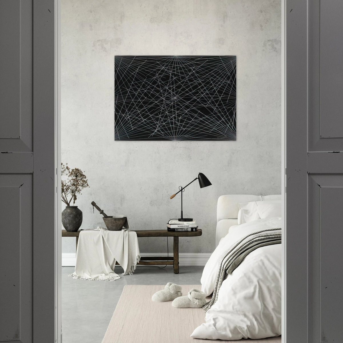 Lines From Corners, Sides  the Centre, to Points on a Grid - Sol LeWitt Brushed Aluminum Print - 70x100 cm / 28x40 inches | Sol LeWitt Aluminum Print | Sol LeWitt Prints