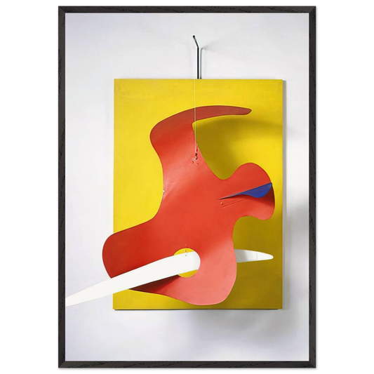 FORM AGAINST YELLOW YELLOW PANEL 1936 - Alexander Calder 70x100 cm / 28x40 inches Framed Art Print – Black Wooden Frame