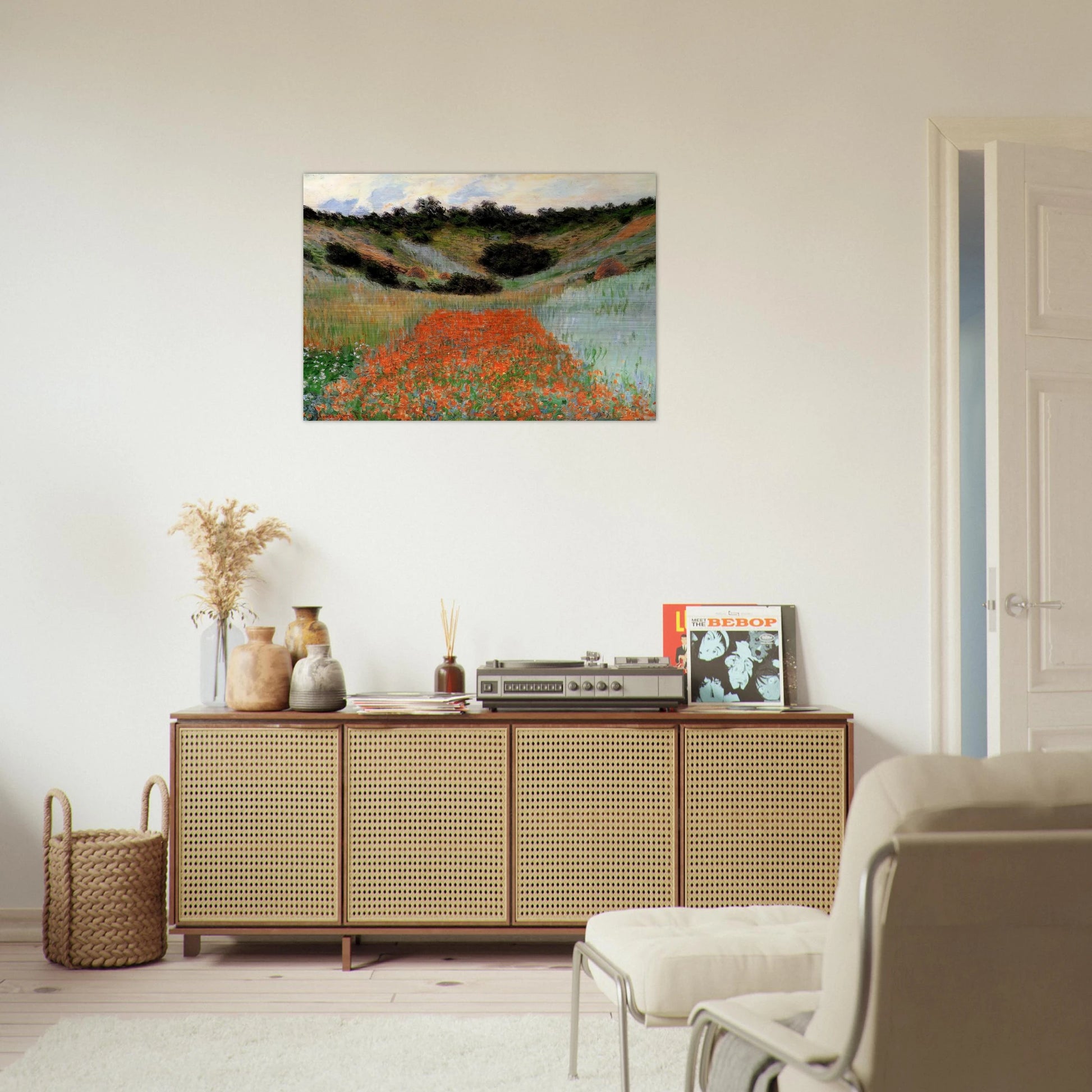 Poppy Field in a Hollow near Giverny - claude monet Brushed Aluminum Print - 70x100 cm / 28x40 inches | claude monet Aluminum Print | claude monet Prints