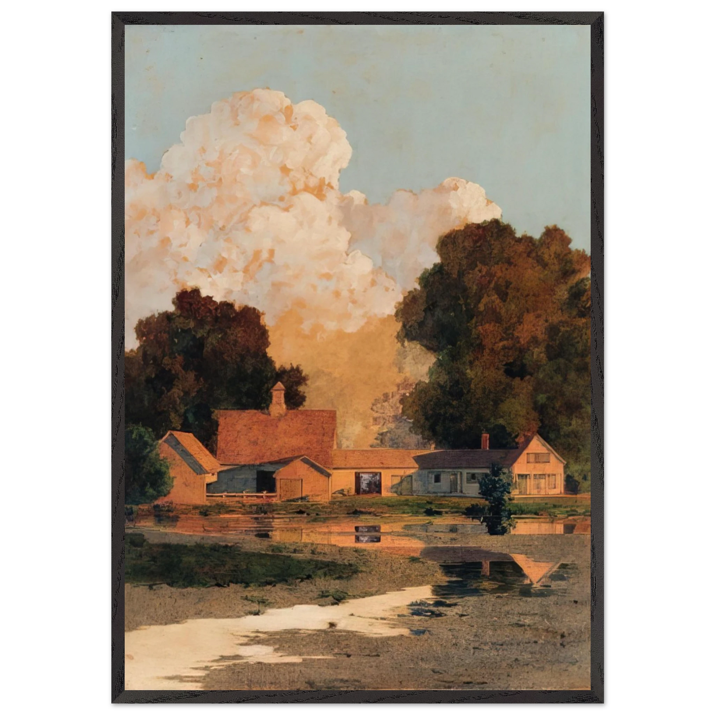 Daniels Farm Summer - Maxfield Parrish 70x100 cm / 28x40 inches Framed Art Print – Black Wooden Frame