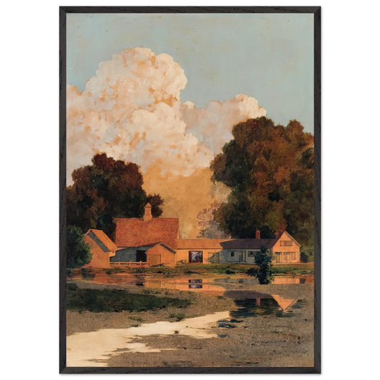 Daniels Farm Summer - Maxfield Parrish 70x100 cm / 28x40 inches Framed Art Print – Black Wooden Frame