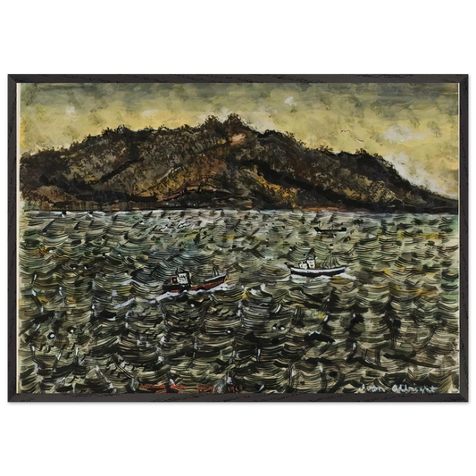 INLAND SEA JAPAN FROM BOAT - Ivan Albright 70x100 cm / 28x40 inches Framed Art Print – Black Wooden Frame
