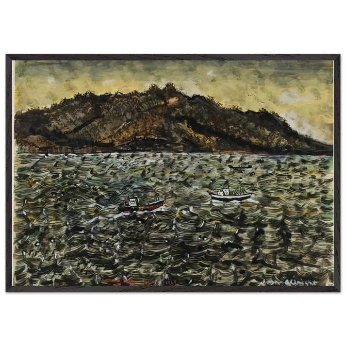 INLAND SEA JAPAN FROM BOAT - Ivan Albright 70x100 cm / 28x40 inches Framed Art Print – Black Wooden Frame