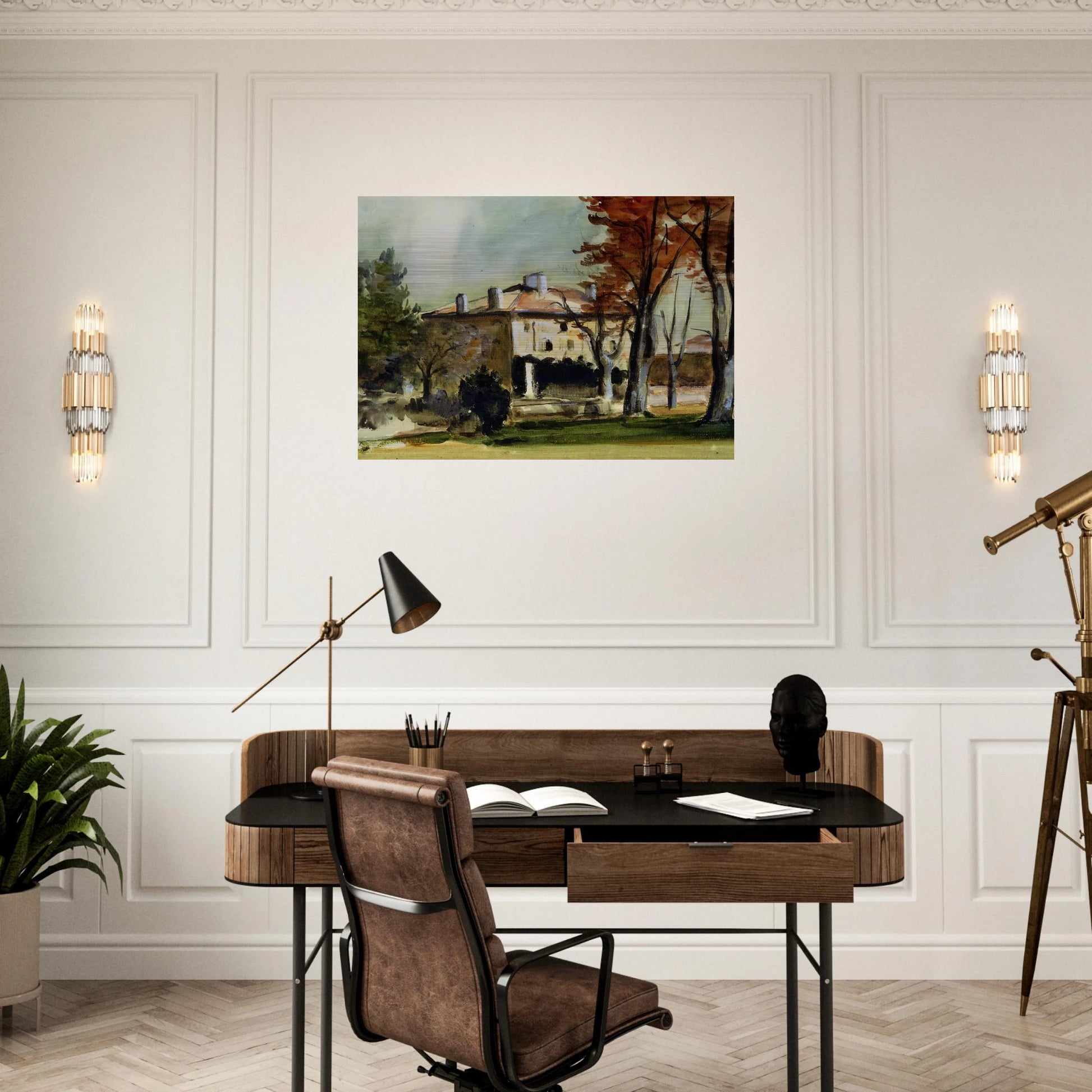The Manor House at Jas de Bouffan - Paul Cézanne Brushed Aluminum Print - 70x100 cm / 28x40 inches | Paul Cézanne Aluminum Print | Paul Cézanne Prints