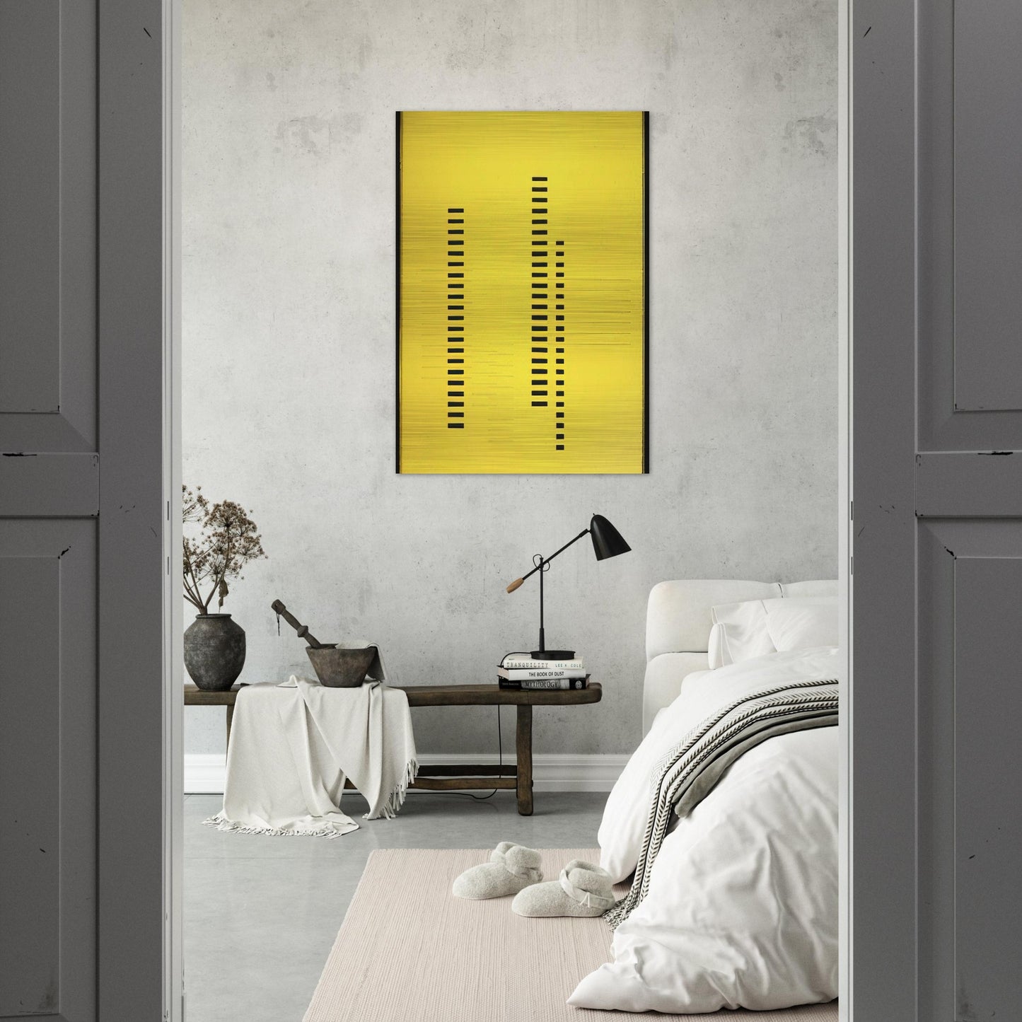 SKYSCRAPERS ON TRANSPARENT YELLOW 1929 - Josef Albers Brushed Aluminum Print - 70x100 cm / 28x40 inches | Josef Albers Aluminum Print | Josef Albers Prints