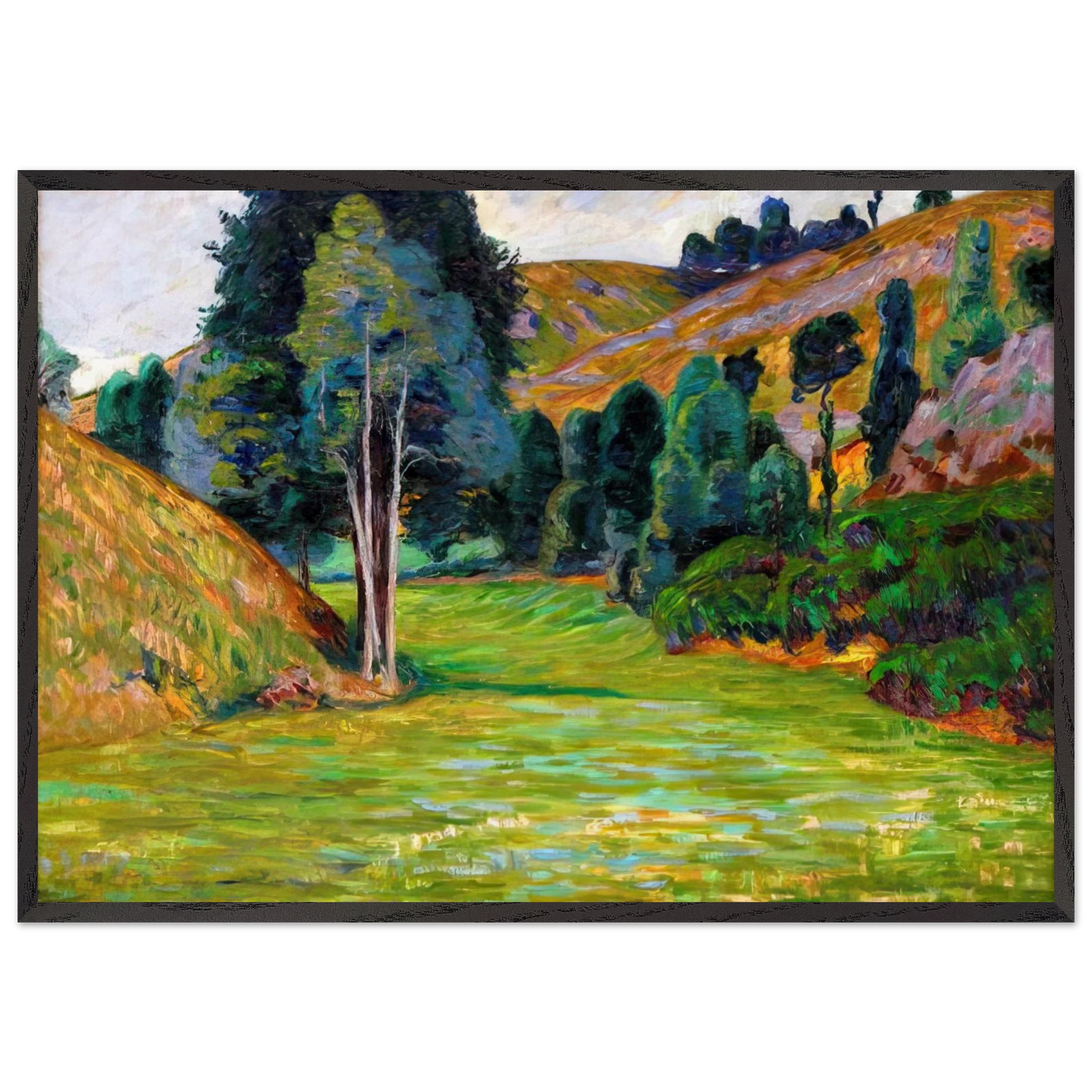 Valley in Pontgibaud - Armand Guillaumin 70x100 cm / 28x40 inches Framed Art Print – Black Wooden Frame