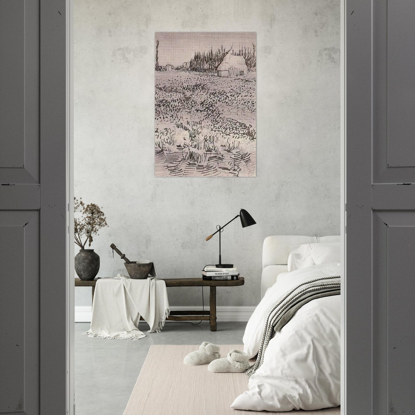 Landscape with Hut in the Camargue - Vincent van Gogh Brushed Aluminum Print - 70x100 cm / 28x40 inches | Vincent van Gogh Aluminum Print | Vincent van Gogh Prints