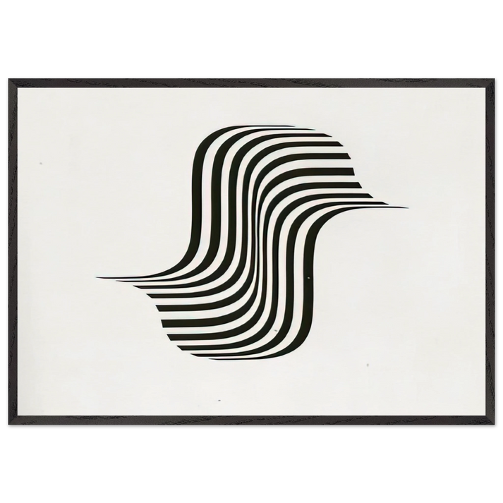 UNTITLED WINGED CURVE 1966 - Bridget Riley 70x100 cm / 28x40 inches Framed Art Print – Black Wooden Frame