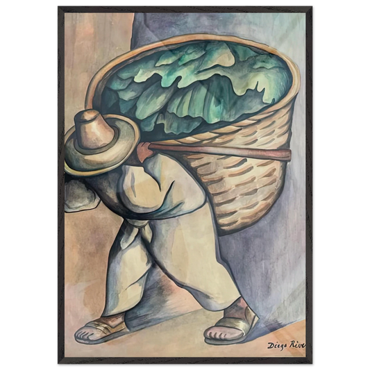EL CARGADOR DE HOJAS DE PLATANO 1953 - Diego Rivera 70x100 cm / 28x40 inches Framed Art Print – Black Wooden Frame