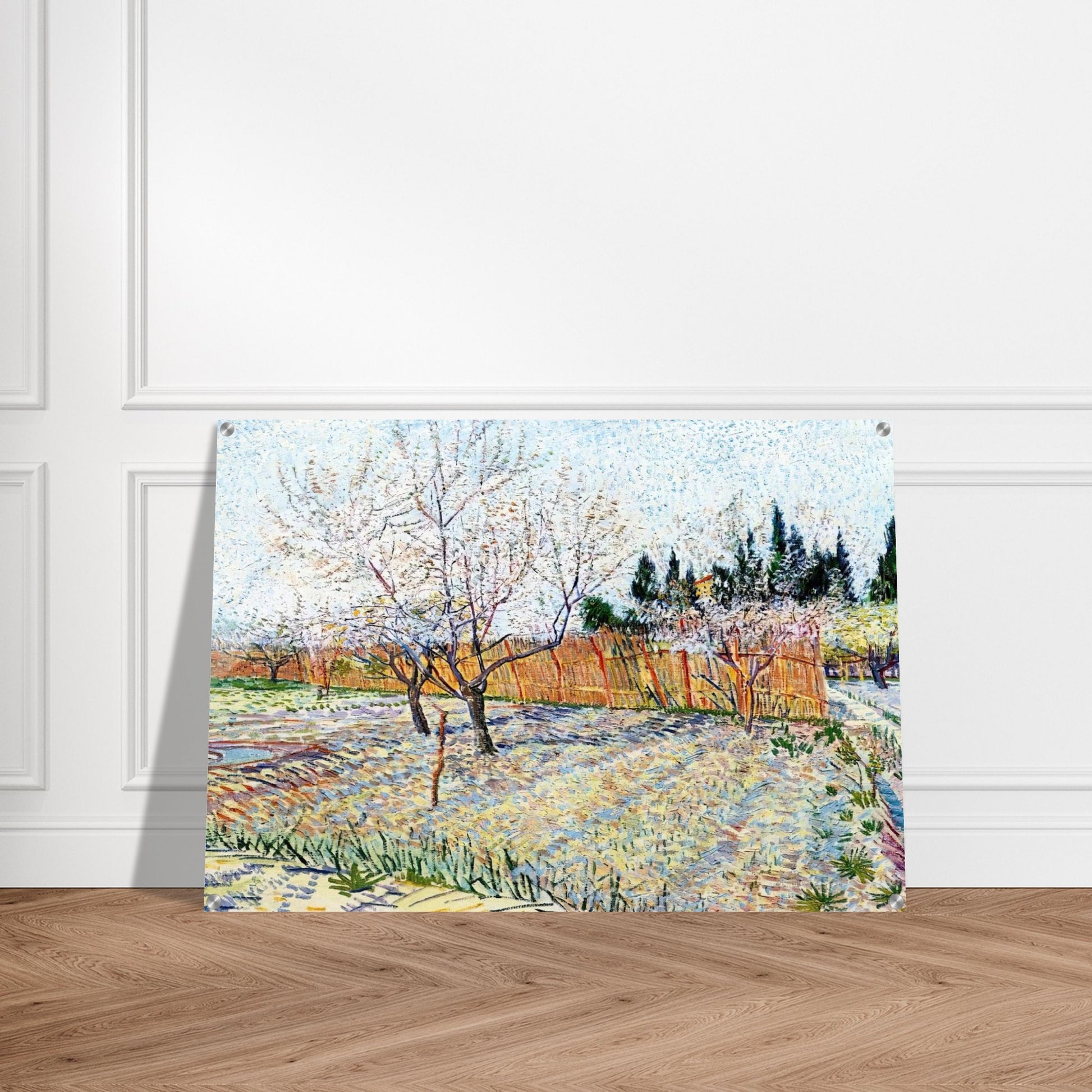 Orchard with Peach Trees in Blossom - Vincent van Gogh Acrylic Print - 70x100 cm / 28x40″ inches