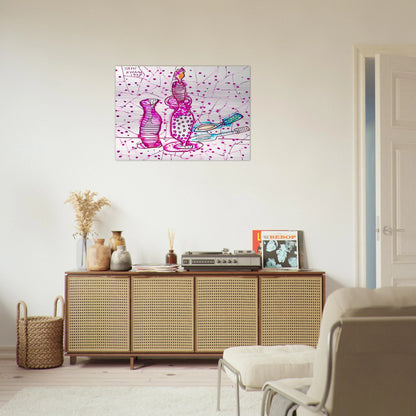 STILL LIFE OF CANDLESTICK 1978 - Yayoi Kusama Brushed Aluminum Print - 70x100 cm / 28x40 inches | Yayoi Kusama Aluminum Print | Yayoi Kusama Prints