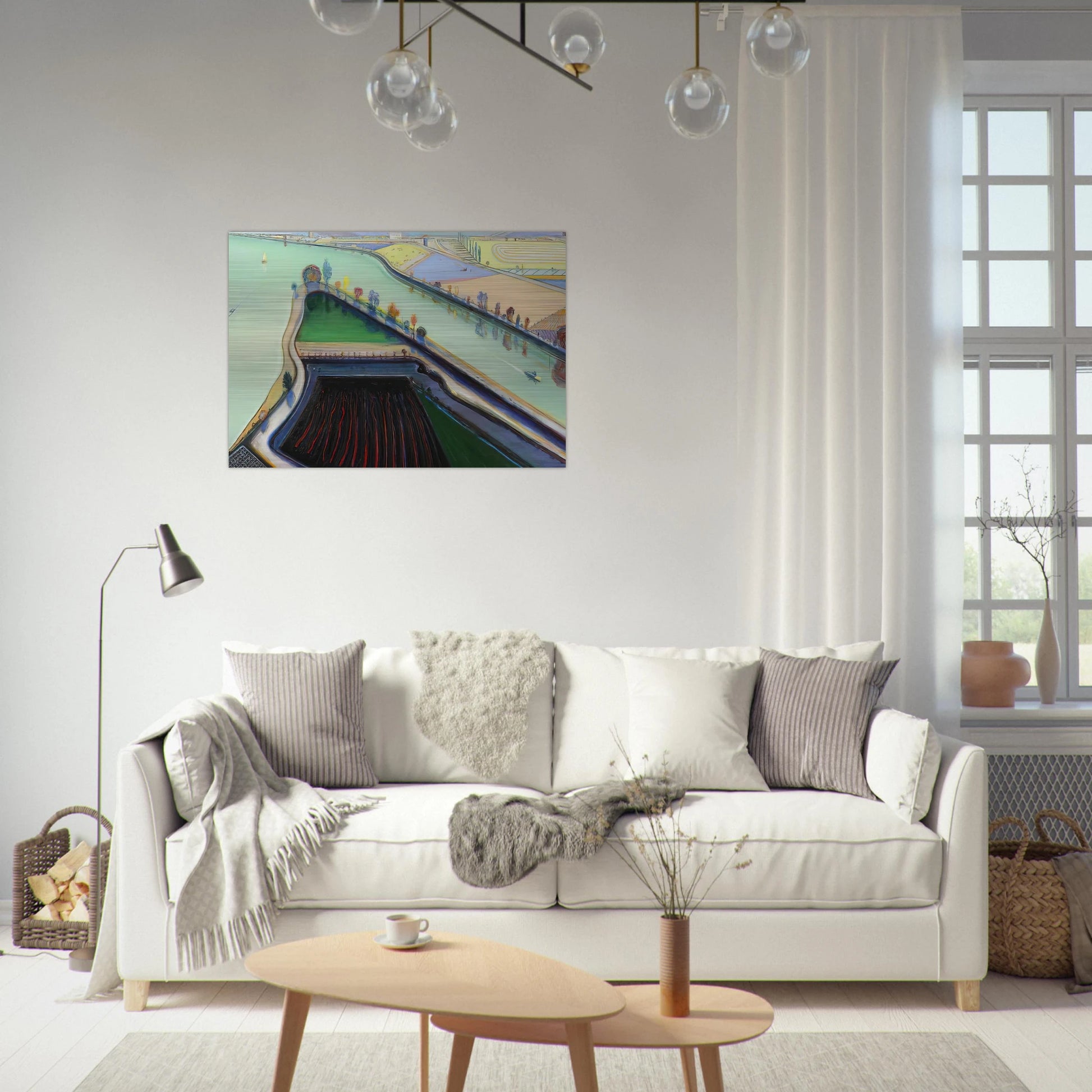 River Boats - 2001 - Wayne Thiebaud Brushed Aluminum Print - 70x100 cm / 28x40 inches | Wayne Thiebaud Aluminum Print | Wayne Thiebaud Prints
