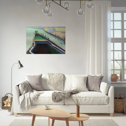 River Boats - 2001 - Wayne Thiebaud Brushed Aluminum Print - 70x100 cm / 28x40 inches | Wayne Thiebaud Aluminum Print | Wayne Thiebaud Prints