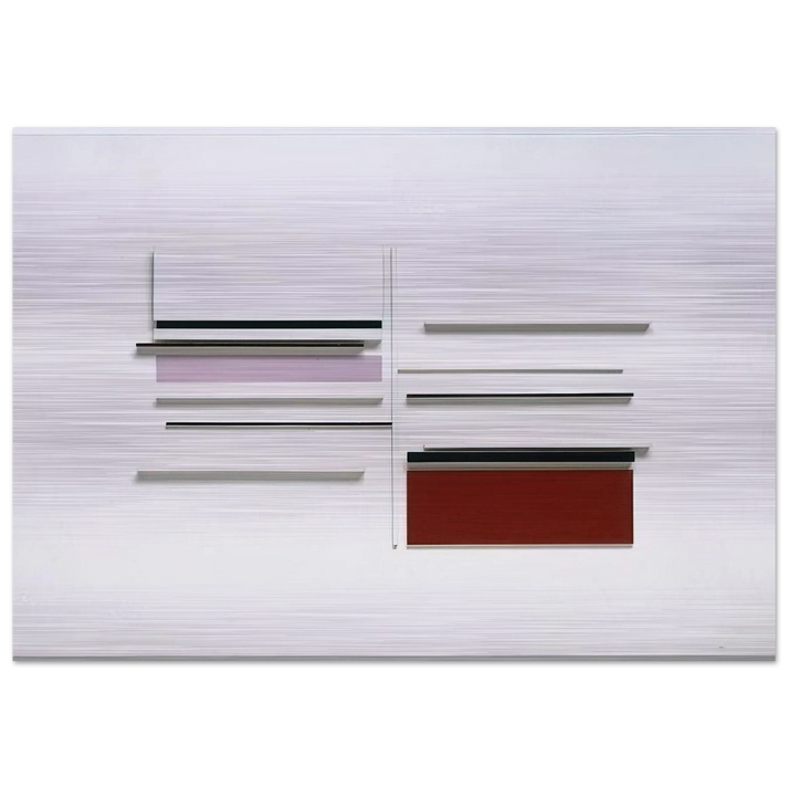 ABSTRACT IN WHITE BLACK INDIAN AND LILAC 1957 - Victor Pasmore Brushed Aluminum Print - 70x100 cm / 28x40 inches | Victor Pasmore Aluminum Print | Victor Pasmore Prints