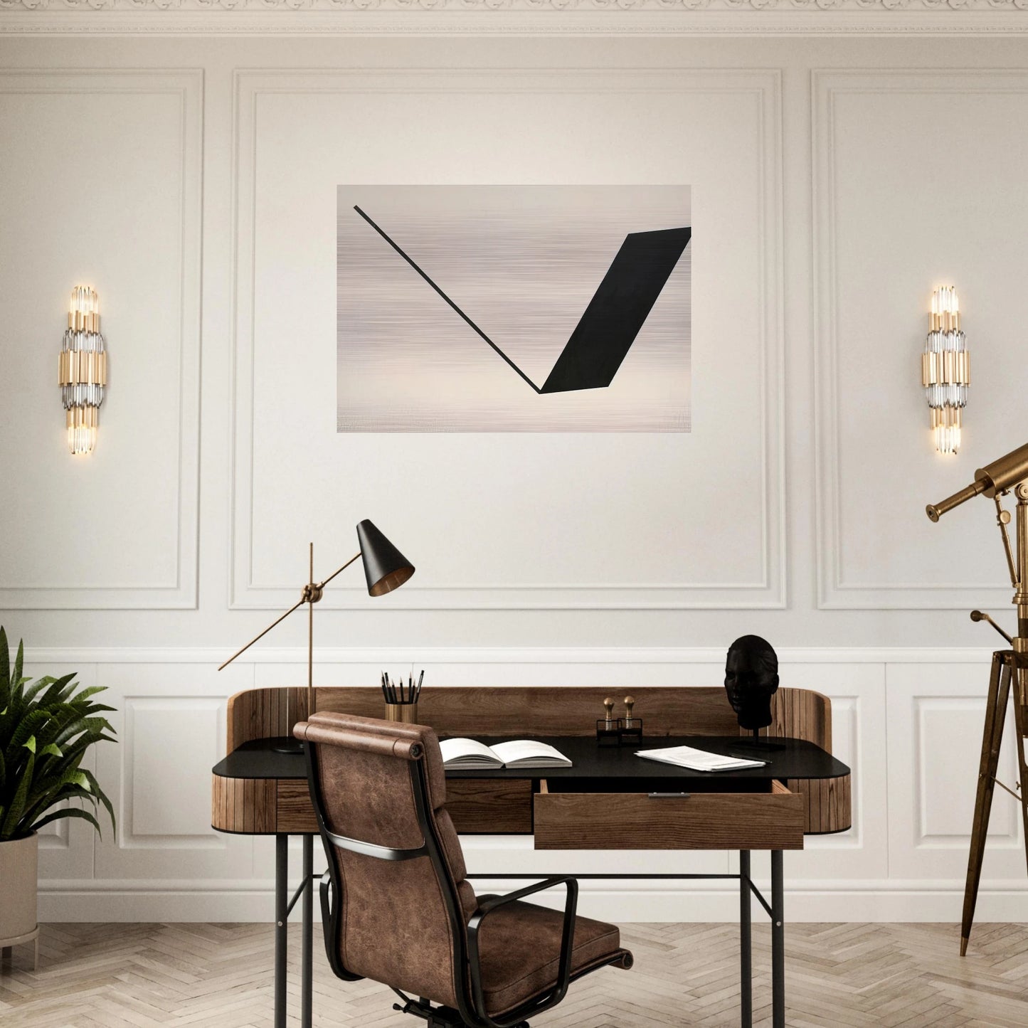 Big Space - Black Line - 1990 - Leon Polk Smith Brushed Aluminum Print - 70x100 cm / 28x40 inches | Leon Polk Smith Aluminum Print | Leon Polk Smith Prints