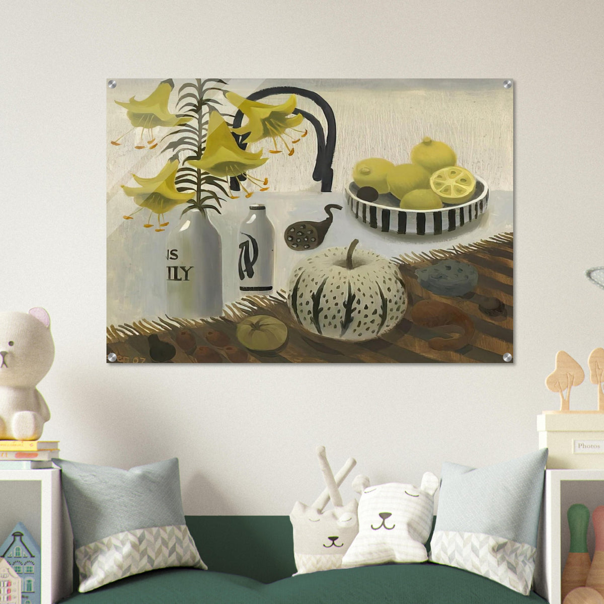 Lilies and Lemons - 2007 - Mary Fedden Acrylic Print - 70x100 cm / 28x40″ inches